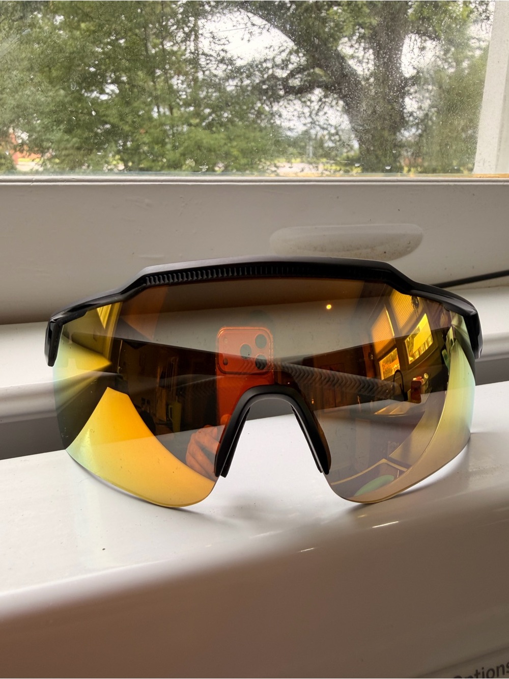 Under Armour Performance Wraparound Sunglasses in Amber/Gold Mirror